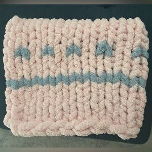 Pink and Blue Textured Blanket